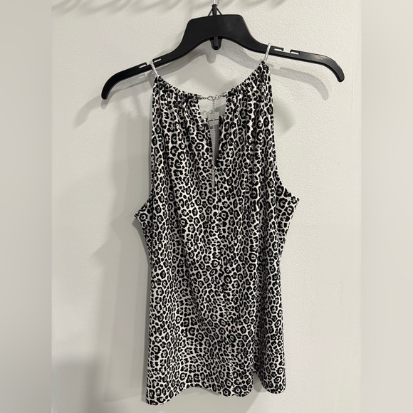 Michael Kors Black and White Leopard Print Blouse - Picture 2 of 12